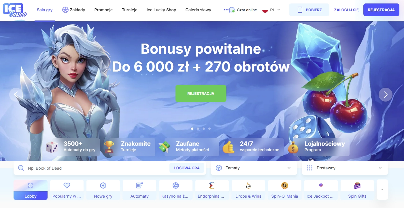 Ice Casino - Interfejs główny